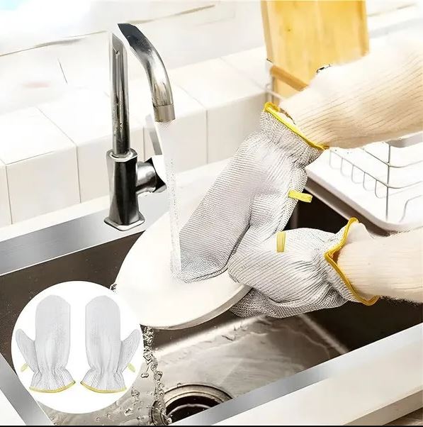 Protect your hands while cleaning with Stainless Steel Wire Gloves. Durable time saving & perfect for washing dishes, scrubbing, and handling tough messes