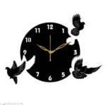 Elevate your décor with this 3D Wooden Bird Wall Clock, featuring a sleek black finish and intricate laser-cut design. Easy to install with included double tape. Perfect for any room or as a gift.