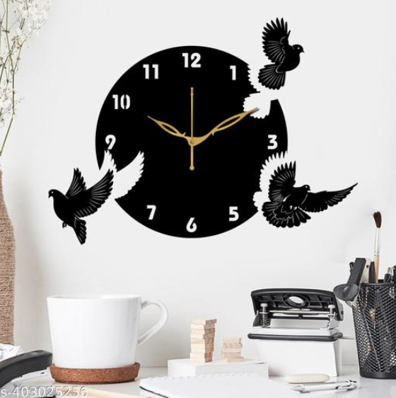 Elevate your décor with this 3D Wooden Bird Wall Clock, featuring a sleek black finish and intricate laser-cut design. Easy to install with included double tape. Perfect for any room or as a gift.