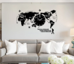 NEW Design Good Quality World Map Unique Wall Decoration Hanging Clock Wall Clock for Home & Living Room & Office.